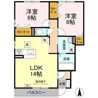 ウェスティ一色A B C棟【C101号室】の間取り