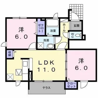 ブルージュ AB棟【B103号室】の間取り
