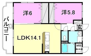 ユーミー栗林【102号室】の間取り