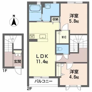NORTH MARRY【202号室】の間取り