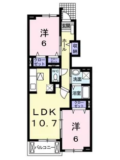 ラ トゥール フェリシア【102号室】の間取り