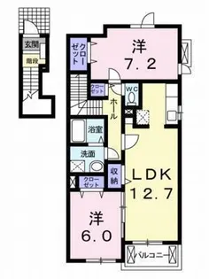 ラ トゥール フェリシア【201号室】の間取り