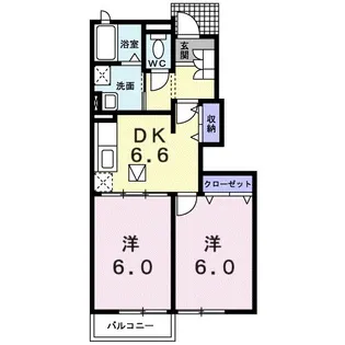 ヴィラ有ノ木【102号室】の間取り