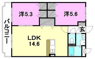 ジュネス北久米【103号室】の間取り