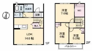 ヴィラ東松山【002号室】の間取り