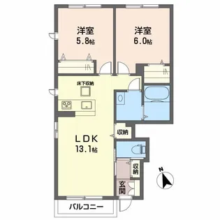 ヴェント コリーナ【106号室】の間取り