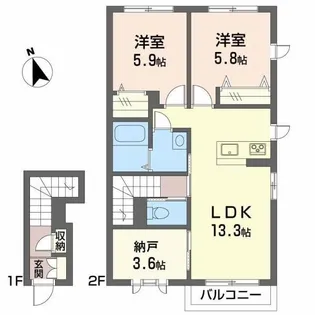 ヴェント・コリーナ【201号室】の間取り