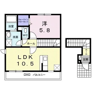 アンクルール A B棟【A201号室】の間取り