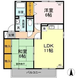 セジュール石井 A棟【A201号室】の間取り