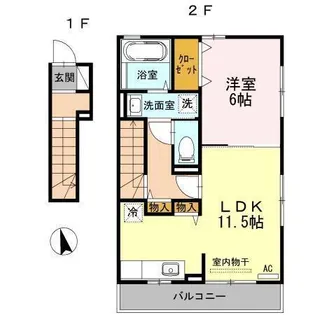 パルハイブリッジ【201号室】の間取り