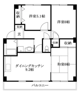 フォブールトロワ片岡【303号室】の間取り