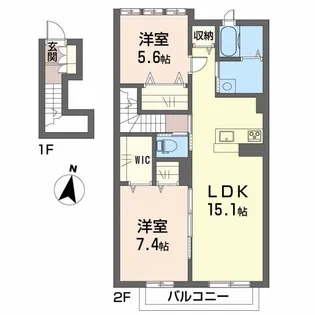 ブルンはなみずき【203号室】の間取り