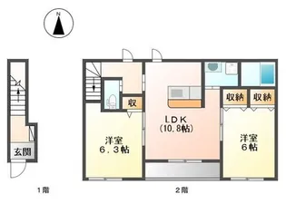 ヴィラ田中 A棟【202号室】の間取り
