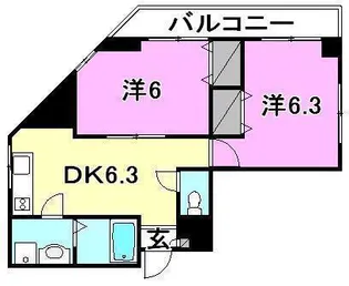 リューレント朝生田【325号室】の間取り