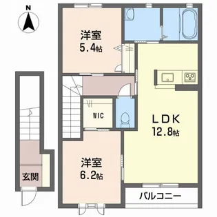 テラスコート東垣生A棟【202号室】の間取り
