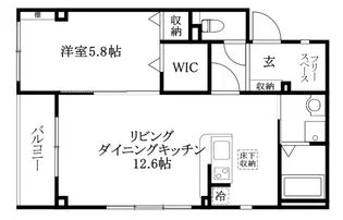 フォブール平和通【104号室】の間取り