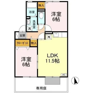 セジュールU【102号室】の間取り