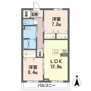 2LDKの間取り画像