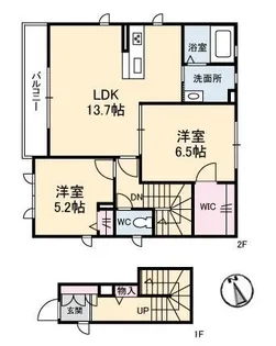 グリーンセント祝谷【201号室】の間取り