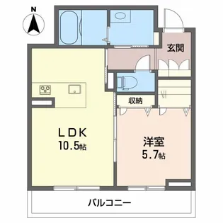 BLOOM STAGE 天山【203号室】の間取り