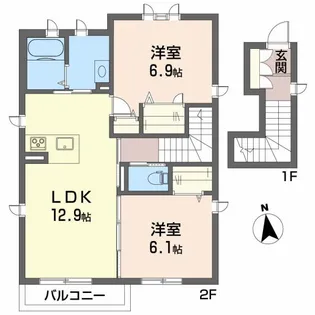 アトリエール竹原【201号室】の間取り