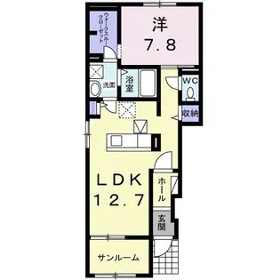 カーサ カメリア松山インター【A101号室】の間取り