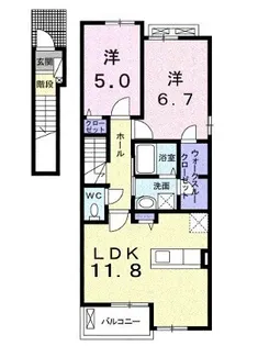 カーサ カメリア松山インター【C201号室】の間取り