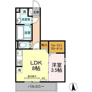 カンパーナ勝山【201号室】の間取り