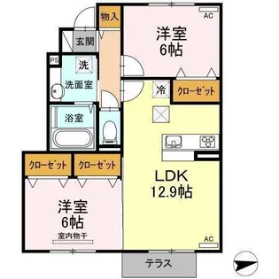 A&M朝生田 A棟【102号室】の間取り
