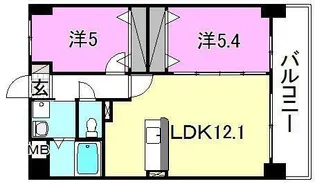 2LDKの間取り画像