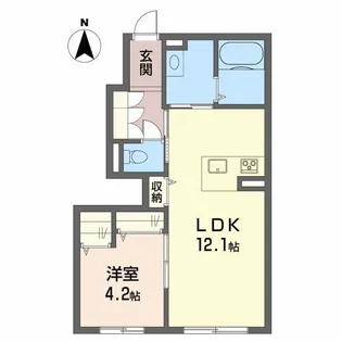 アトリエール北井門【102号室】の間取り