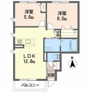 メゾンデュソレイユ南江戸【102号室】の間取り