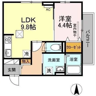 シュヴァル・ドゥーズ【103号室】の間取り