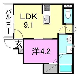 Casa Pacifica ParkSide East【106号室】の間取り