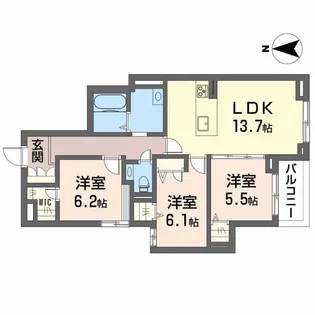 シャーメゾンステージ古川西 B棟【105号室】の間取り