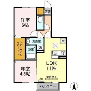 レスポワール B棟【102号室】の間取り