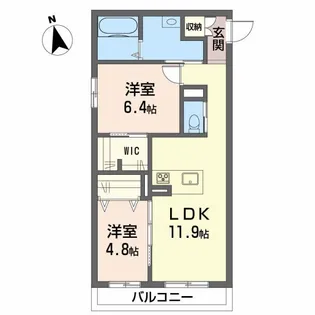 シャーメゾン石手白石【205号室】の間取り