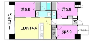 永田祝谷ビル【1301号室】の間取り