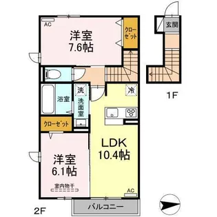 グリシーヌ【206号室】の間取り