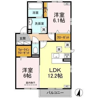 ゼフィール竹原【101号室】の間取り