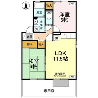 セジュール西余戸 B棟【B101号室】の間取り