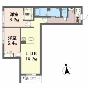 2LDKの間取り画像