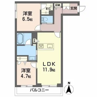 シャーメゾン セルディーナ【106号室】の間取り