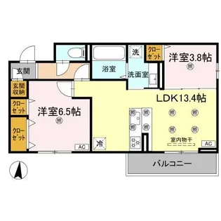 クランツ北井門B【302号室】の間取り