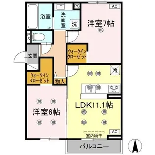 クランツ古川西 A棟【201号室】の間取り