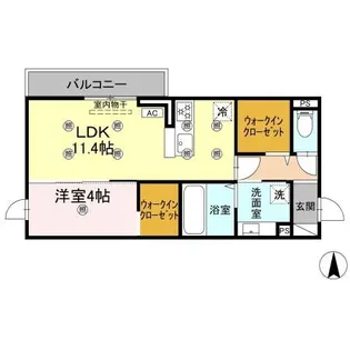 クランツ古川西 A棟【203号室】の間取り