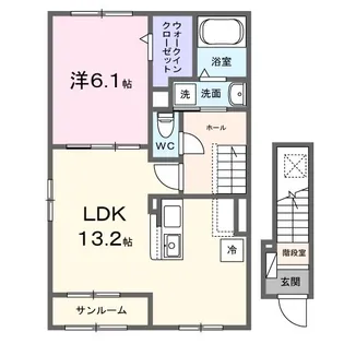 ア ピアチェーレ F【201号室】の間取り