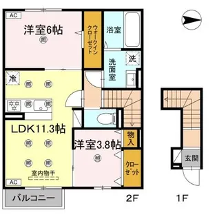 THREE ROOTS【202号室】の間取り