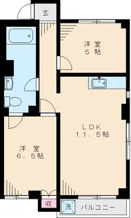 7569−泉脇マンション【2B2号室】の間取り