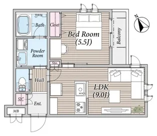 TERRACE CLIVIA 南八幡【103号室】の間取り